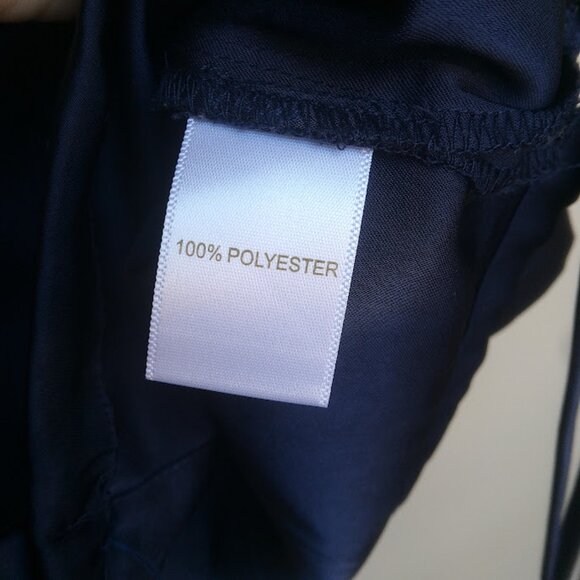 HOUSE OF HARLOW 1960 | NWOT Navy Blue Satin Boxy Button Up Side Tie Crop Top L - Picture 11 of 11